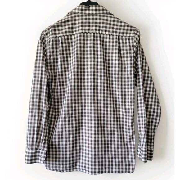 Hickey Freeman Button Shirt Mens Medium Brown White Check 100% Cotton - Picture 2 of 7